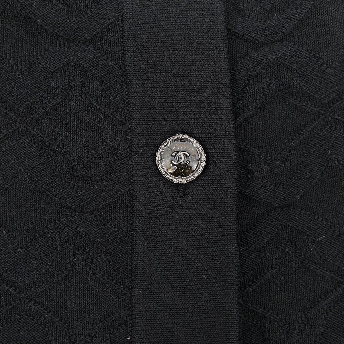 Luxury Promise Japan CHANEL COCO BUTTON KNIT CARDIGAN BLACK COTTON 42 P45 RTW 90324156
