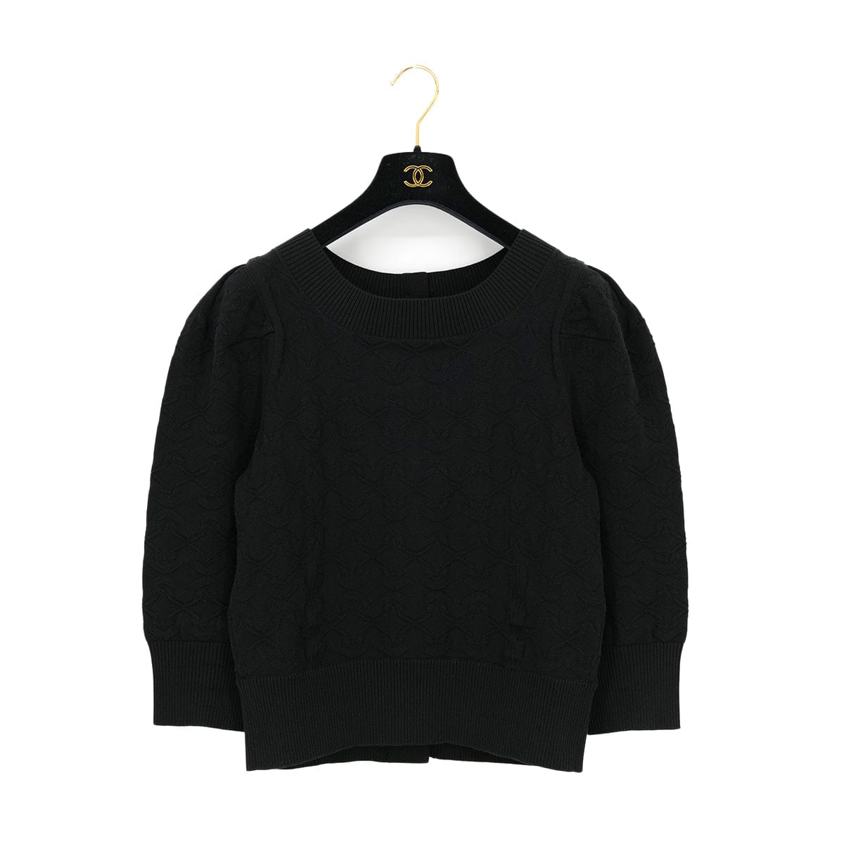 Luxury Promise Japan CHANEL COCO BUTTON KNIT CARDIGAN BLACK COTTON 42 P45 RTW 90324156