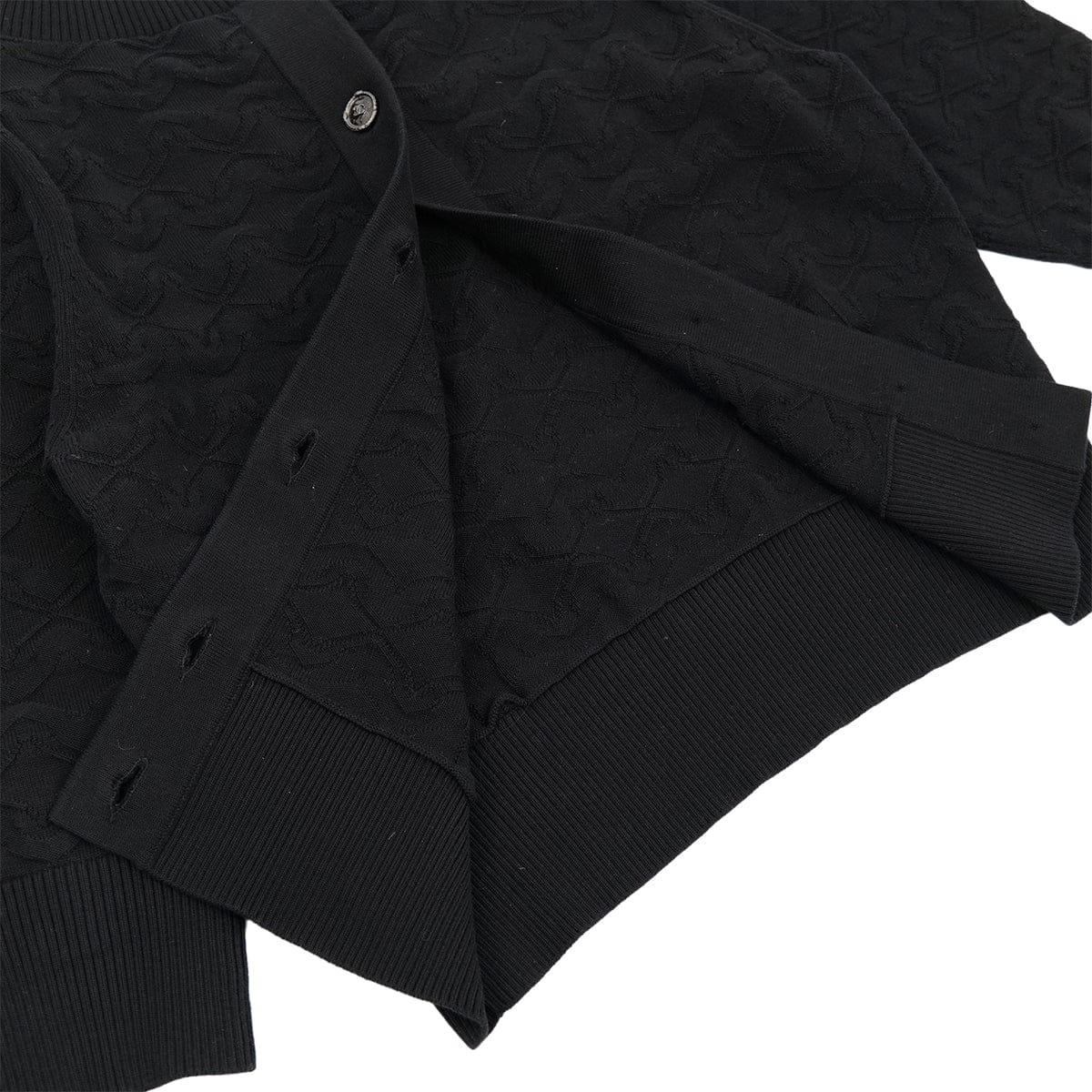 Luxury Promise Japan CHANEL COCO BUTTON KNIT CARDIGAN BLACK COTTON 42 P45 RTW 90324156