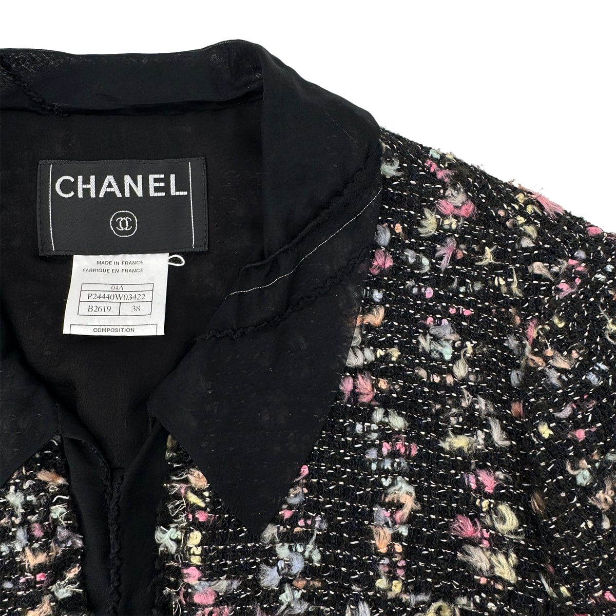 Luxury Promise Japan CHANEL COCO BUTTON TWEED JACKET BLACK WOOL 38 04A RTW 90299336