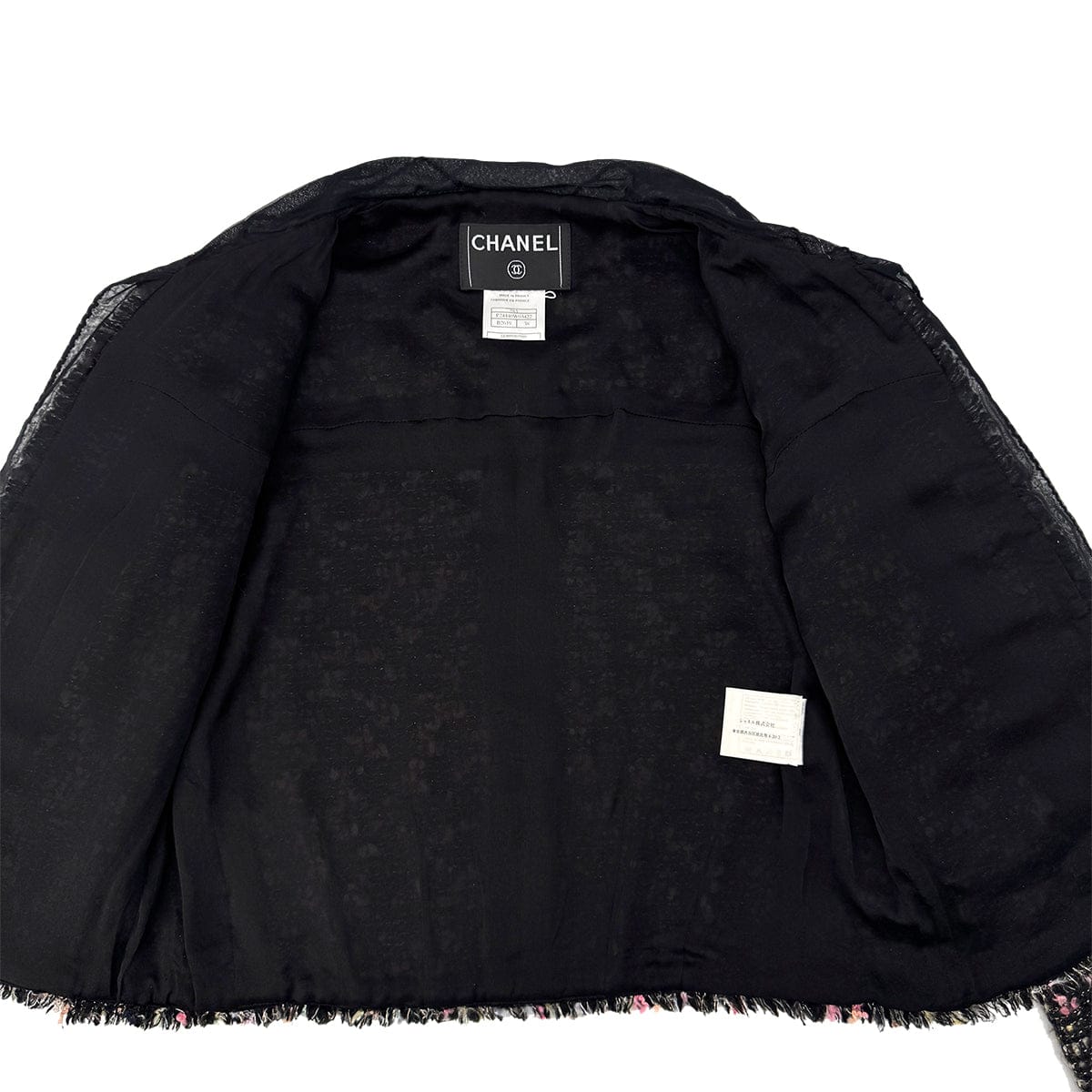 Luxury Promise Japan CHANEL COCO BUTTON TWEED JACKET BLACK WOOL 38 04A RTW 90299336