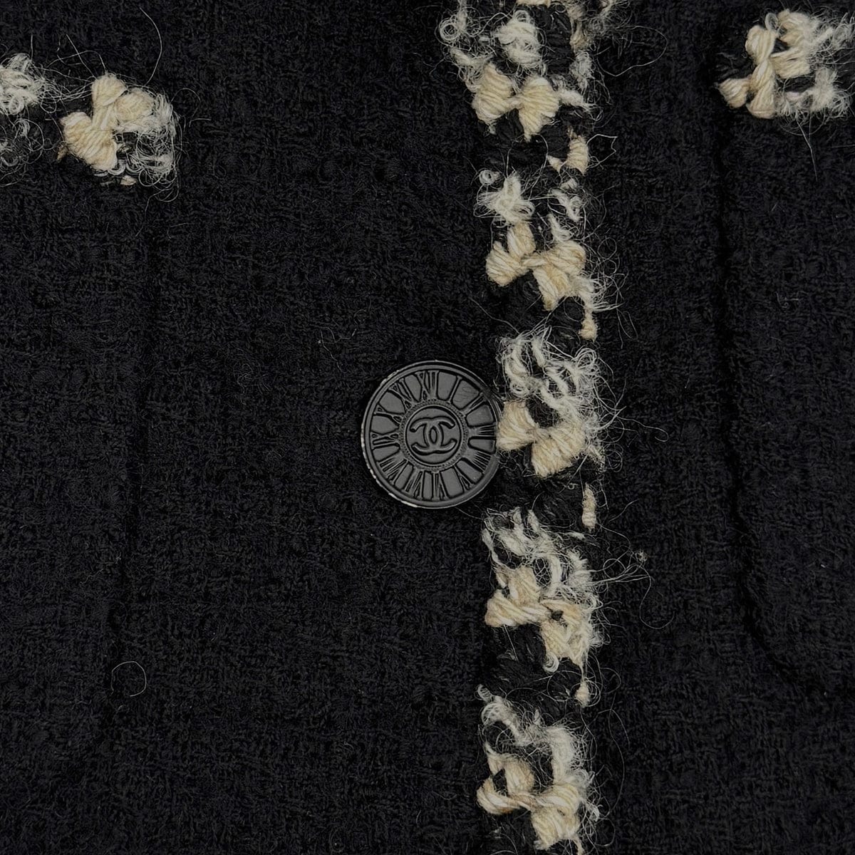 Luxury Promise Japan CHANEL COCO BUTTON TWEED JACKET BLACK WOOL RTW 90312005