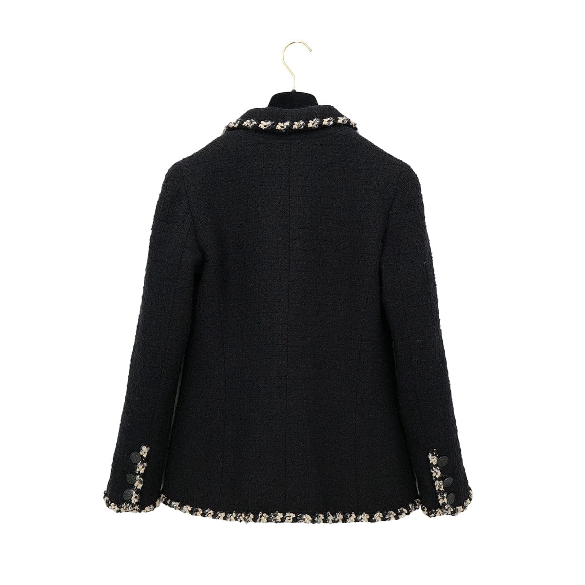 Luxury Promise Japan CHANEL COCO BUTTON TWEED JACKET BLACK WOOL RTW 90312005