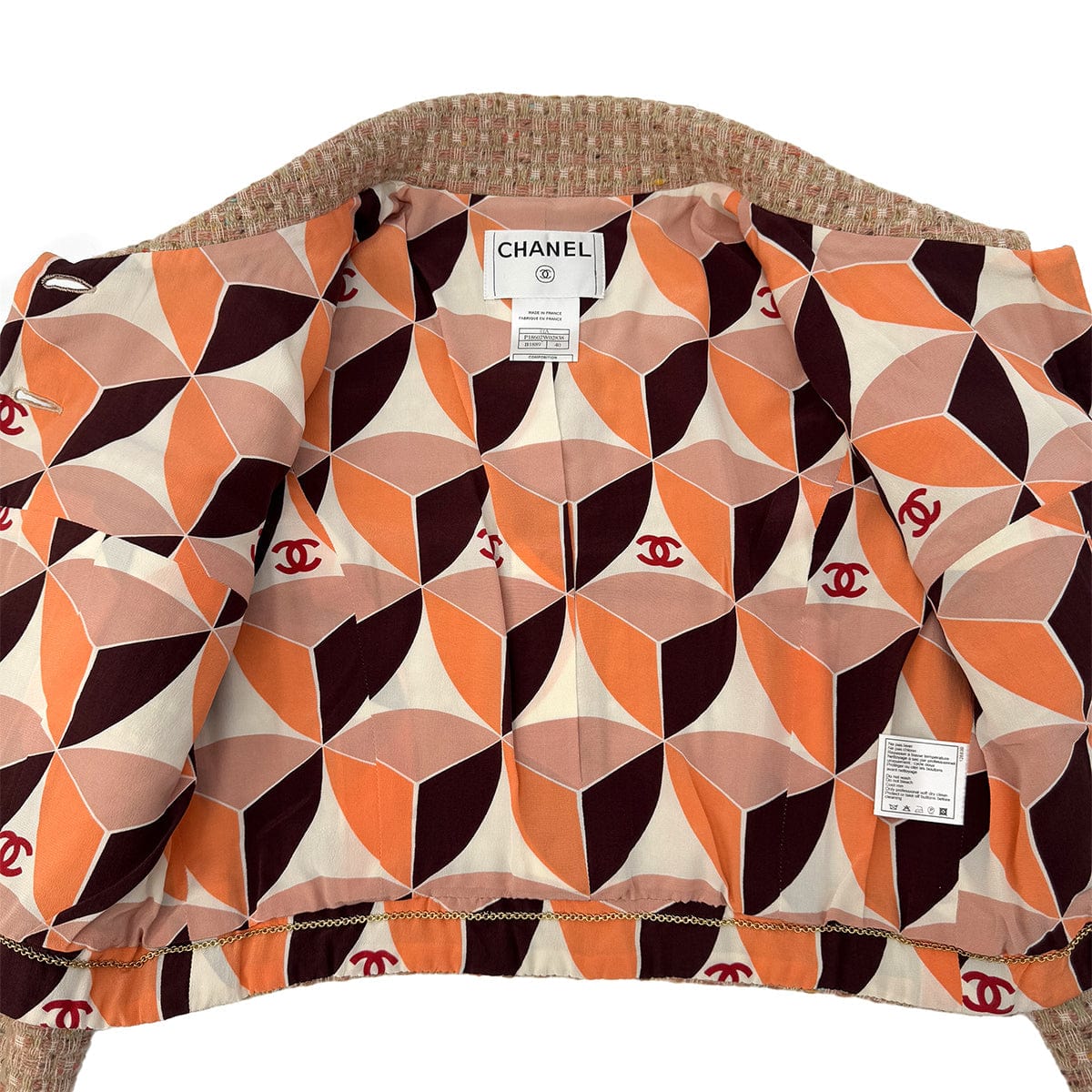 Luxury Promise Japan CHANEL COCO BUTTON TWEED JACKET ORANGE WOOL 40 01A RTW 90290316