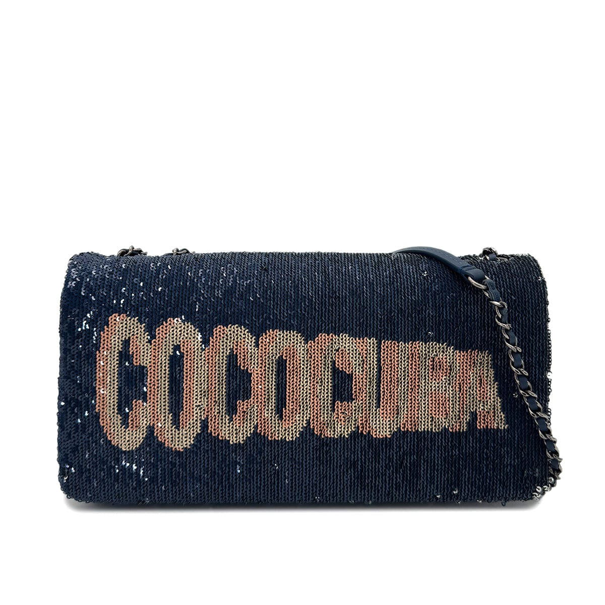 Luxury Promise Japan CHANEL COCO CUBA CHAIN SHOULDER BAG NAVY PINK SEQUINS LEATHER 90288005
