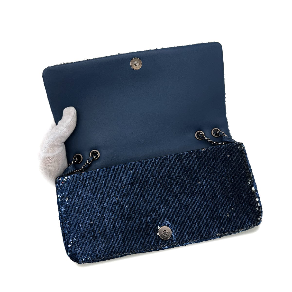 Luxury Promise Japan CHANEL COCO CUBA CHAIN SHOULDER BAG NAVY PINK SEQUINS LEATHER 90288005