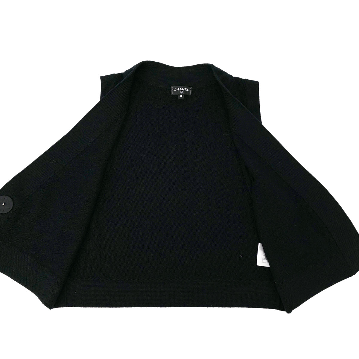 Luxury Promise Japan CHANEL COCOMARK BIJOU BUTTON KNIT VEST BLACK CASHMERE 40 P73 RTW 90301668