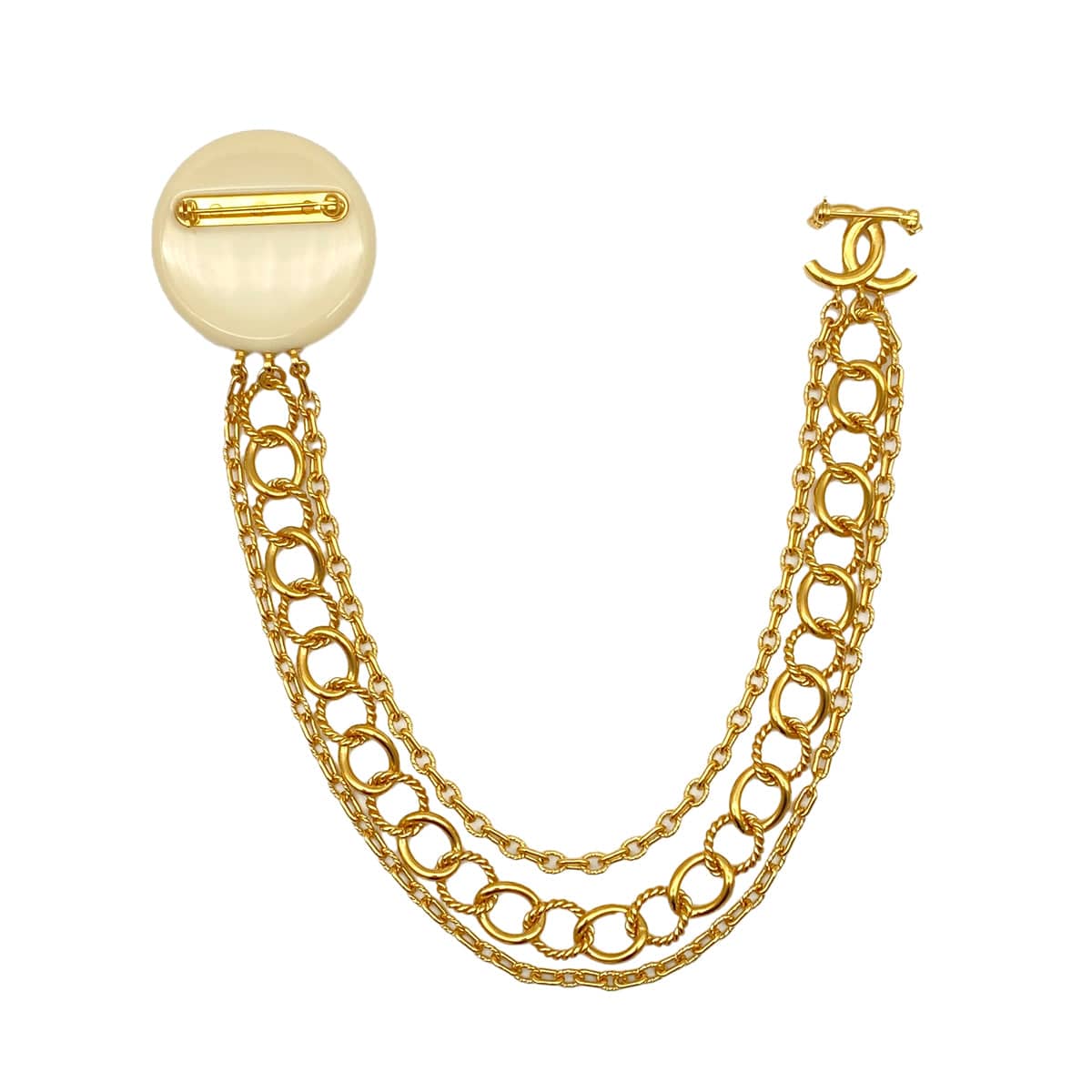 Luxury Promise Japan CHANEL COCOMARK CHAIN BROOCH WHITE GOLD ACCESSORY B18A 90325624