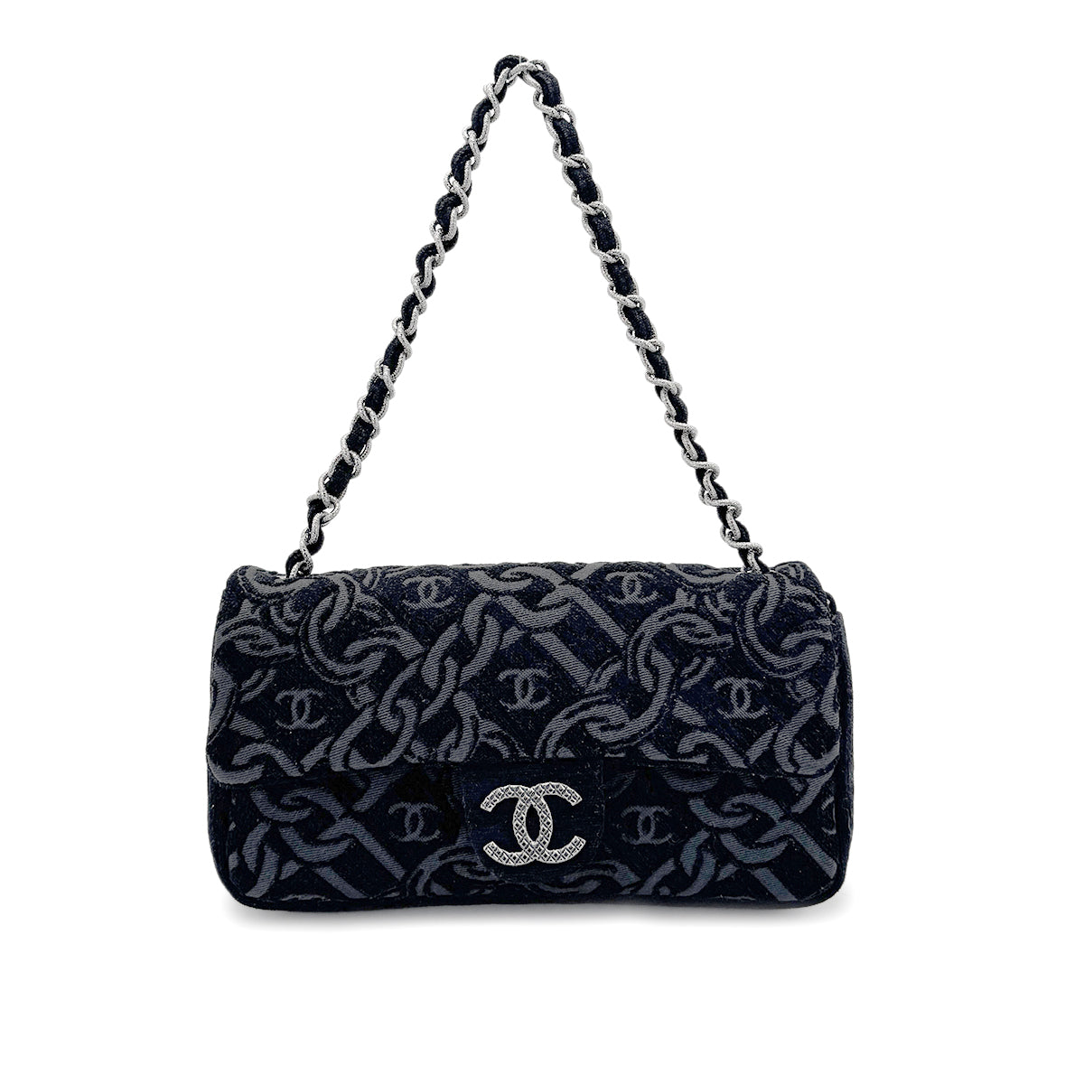 Luxury Promise Japan CHANEL COCOMARK CHAIN SHOULDER BAG BLACK JACQUARD 90274455