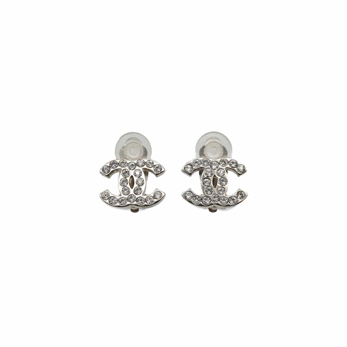 Luxury Promise Japan CHANEL COCOMARK EARRINGS RHINESTONE SILVER ACCESSORY 08V 90335018