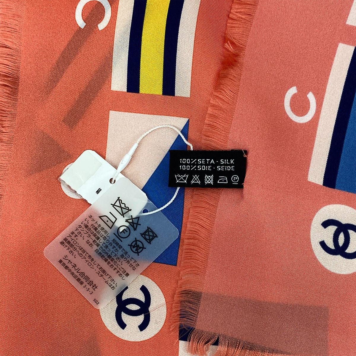 Luxury Promise Japan CHANEL COCOMARK LARGE SCARF FRINGE CRUISE LINE PINK SILK 90323121