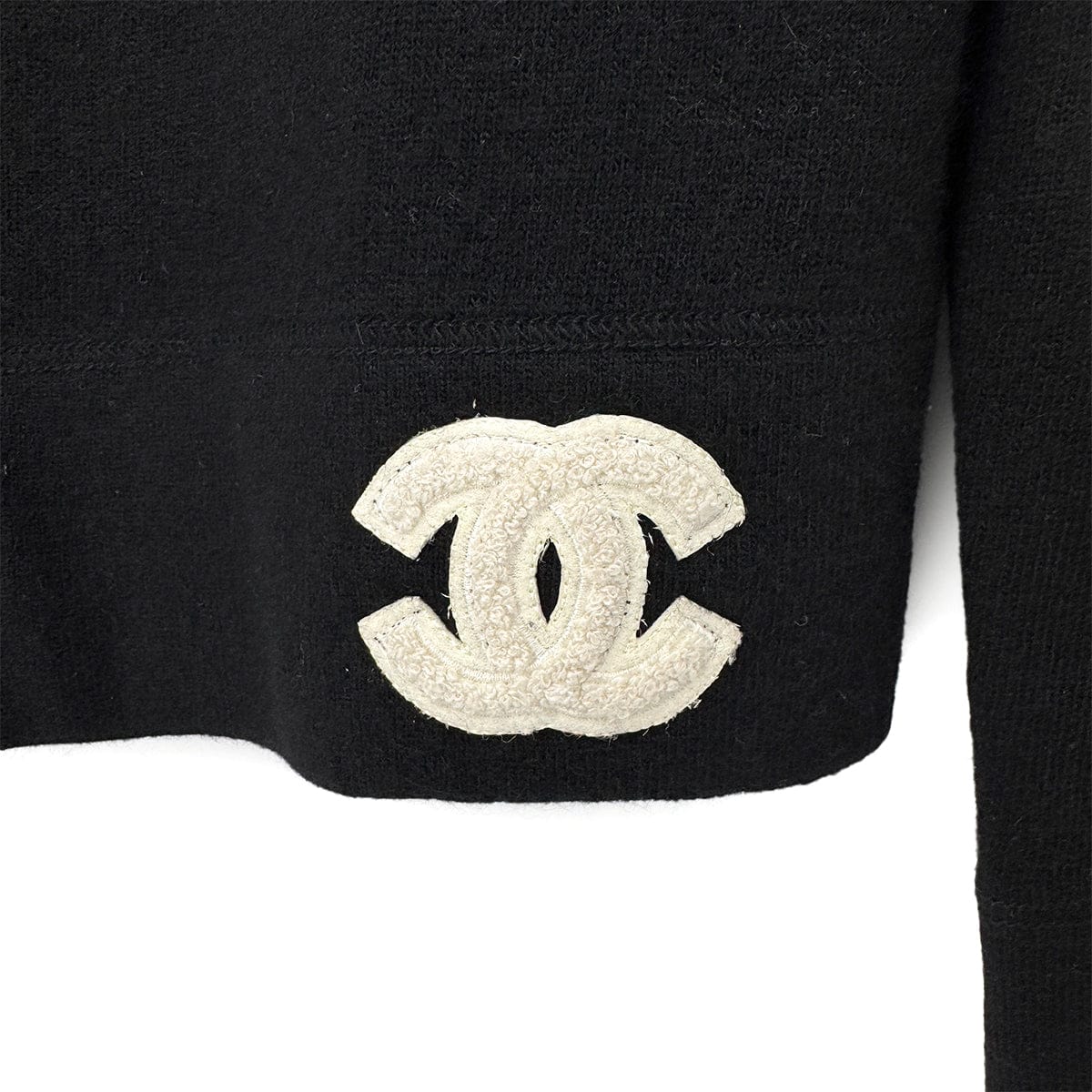 Luxury Promise Japan CHANEL COCOMARK LONG SLEEVE TOPS BLACK WHITE CASHMERE 42 01A RTW 90300867