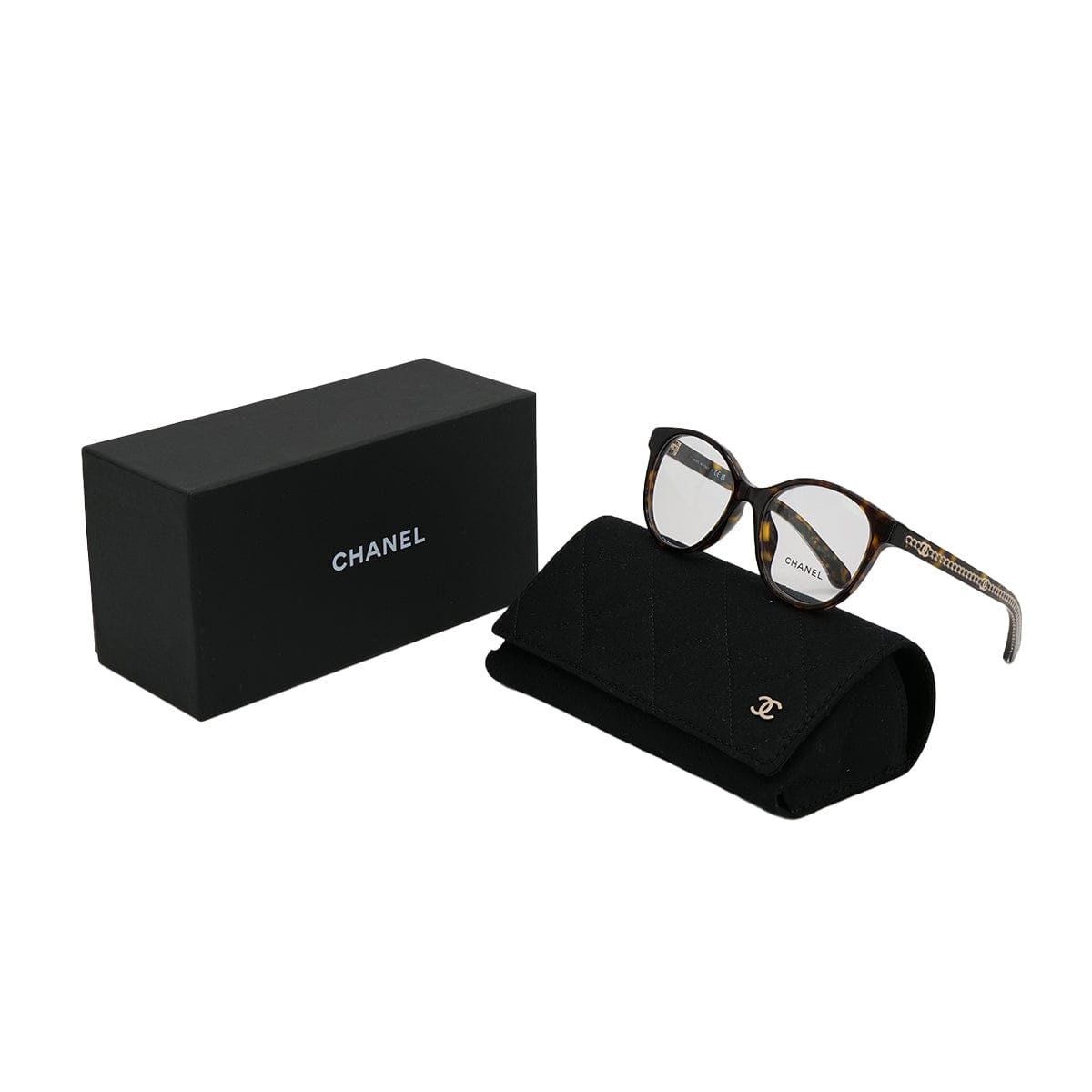 Luxury Promise Japan CHANEL COCOMARK PANTO SHAPE OPTICAL GLASSES LOGO CHAIN TORTOISESHELL BROWN EYEWEAR 90322176