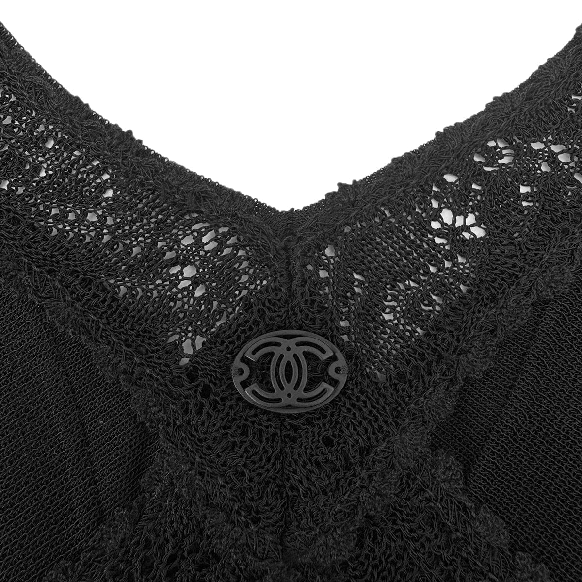 Luxury Promise Japan CHANEL COCOMARK RACE CAMISOLE TOPS BLACK RAYON 34 07C RTW 90289570