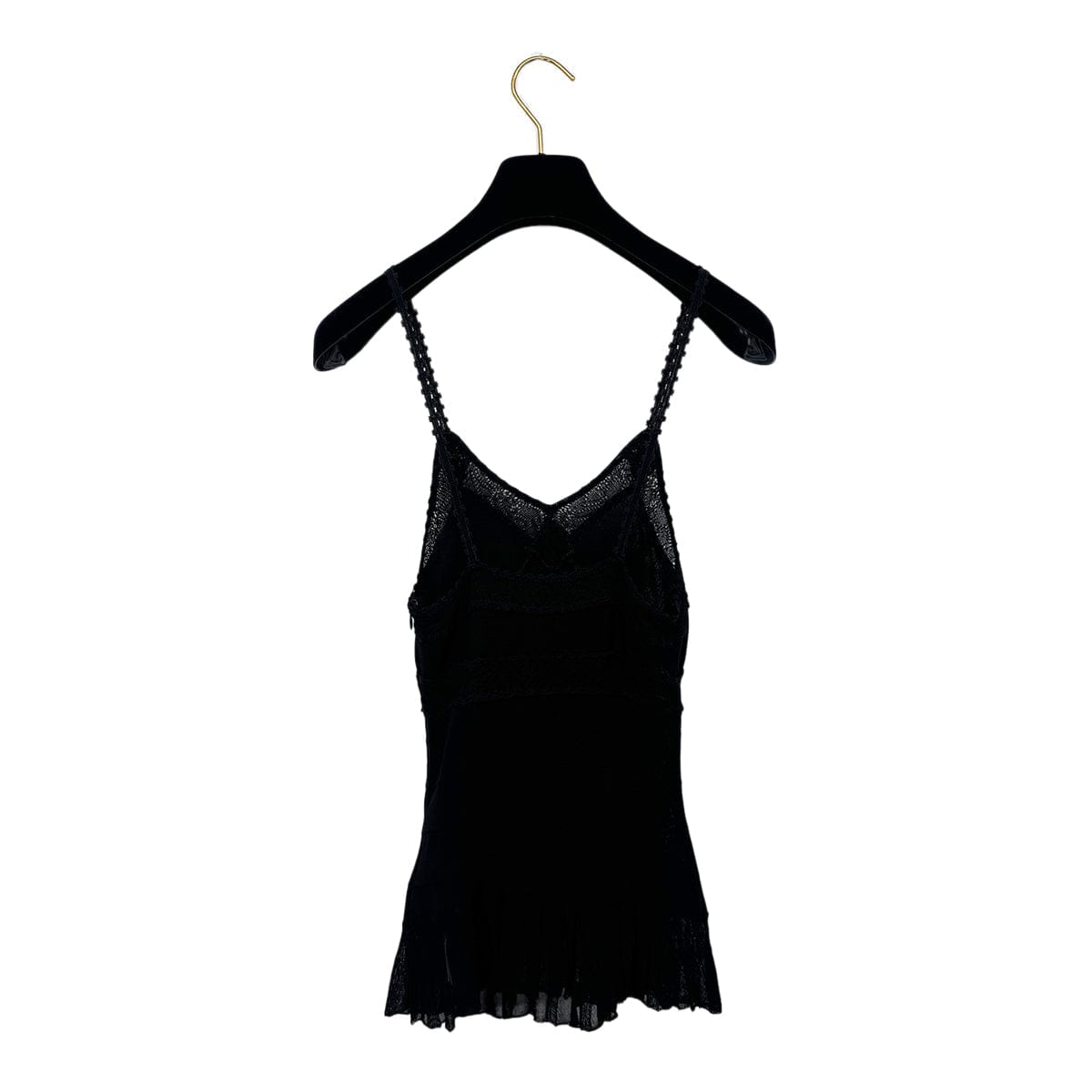 Luxury Promise Japan CHANEL COCOMARK RACE CAMISOLE TOPS BLACK RAYON 34 07C RTW 90289570