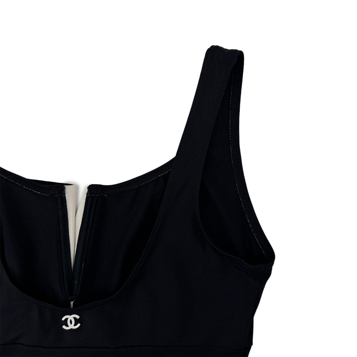 Luxury Promise Japan CHANEL COCOMARK SLEEVELESS SWIMWEAR DRESS BLACK NYLON 38 03C RTW 90290207