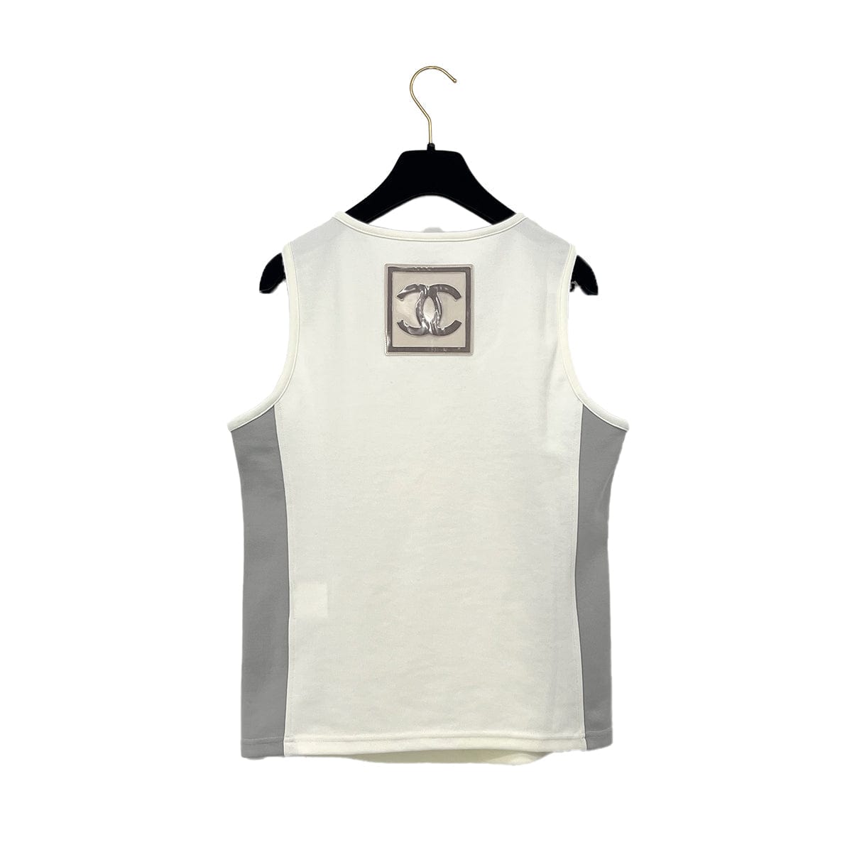 Luxury Promise Japan CHANEL COCOMARK SLEEVELESS TOPS WHITE GLAY POLYAMIDE 44 01P RTW 90287076