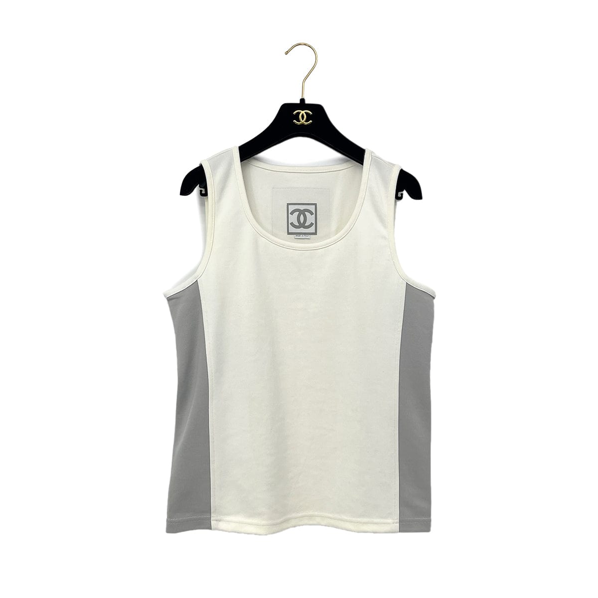 Luxury Promise Japan CHANEL COCOMARK SLEEVELESS TOPS WHITE GLAY POLYAMIDE 44 01P RTW 90287076