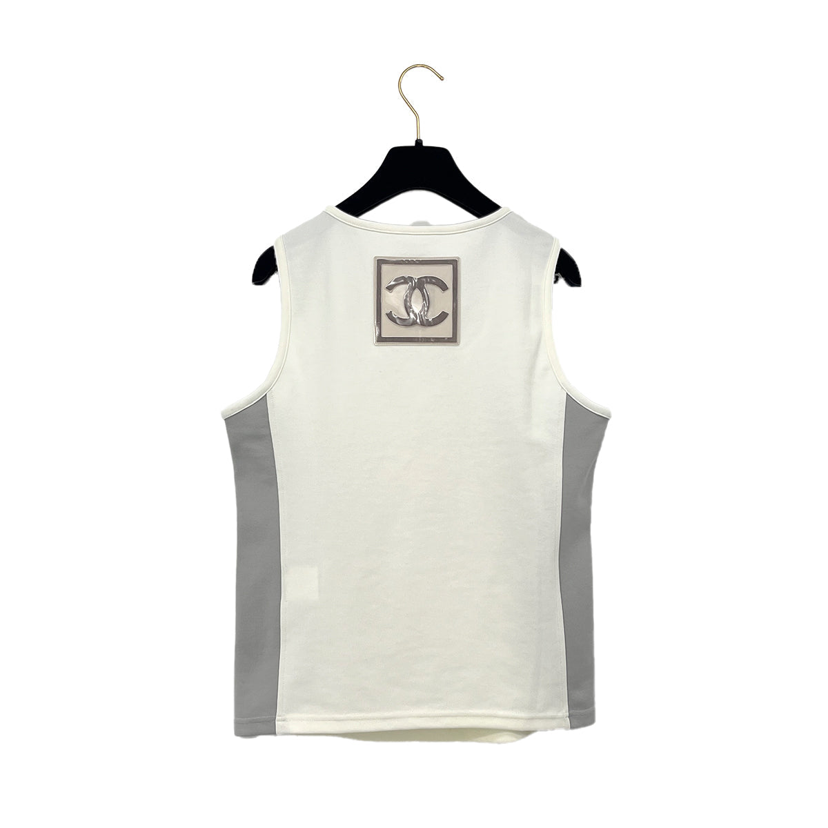 Luxury Promise Japan CHANEL COCOMARK SLEEVELESS TOPS WHITE GLAY POLYAMIDE 44 01P RTW 90287076
