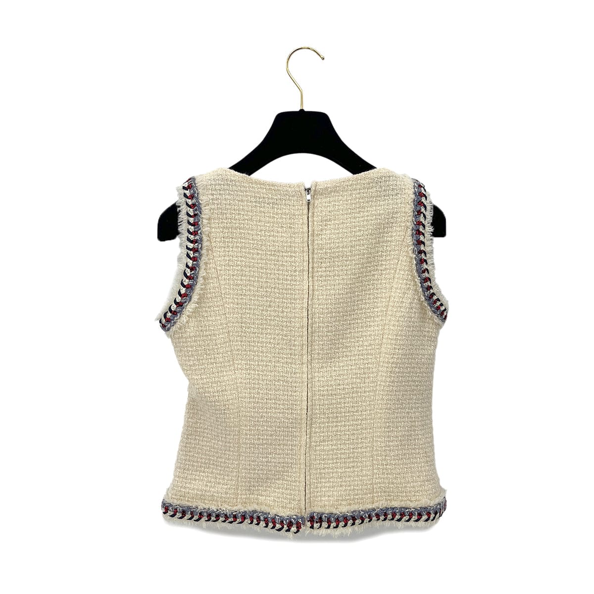 Luxury Promise Japan CHANEL COCOMARK SLEEVELESS TWEED TOPS WHITE WOOL 38 P44 RTW 90288043