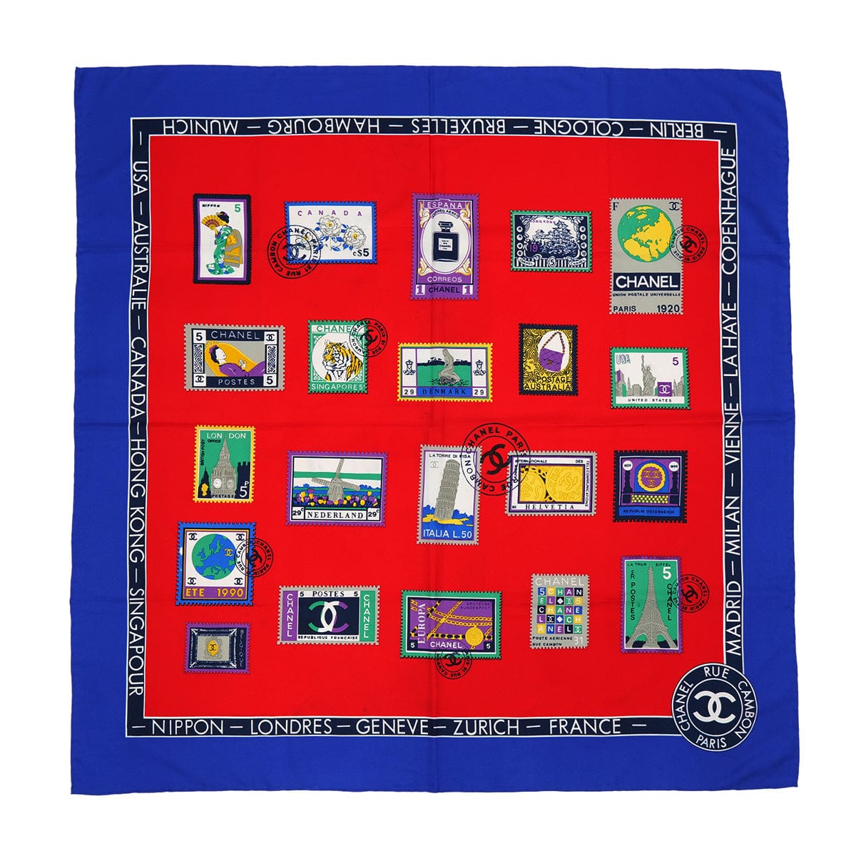 Luxury Promise Japan CHANEL COCOMARK STAMP SCARF MULTICOLOR SILK 90313558