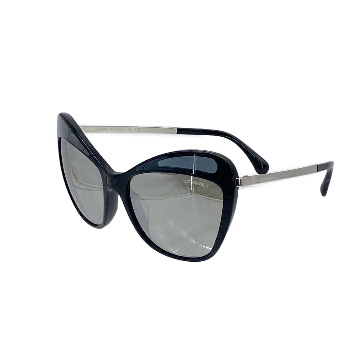 Luxury Promise Japan CHANEL COCOMARK SUNGLASSES BUTTERFLY SHAPE BLACK SILVER EYEWEAR 90321771