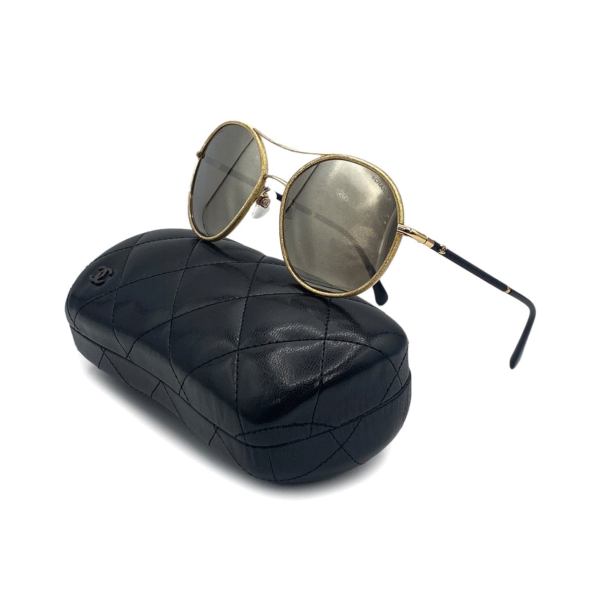 Luxury Promise Japan CHANEL COCOMARK SUNGLASSES GOLD BLACK EYEWEAR 90321166