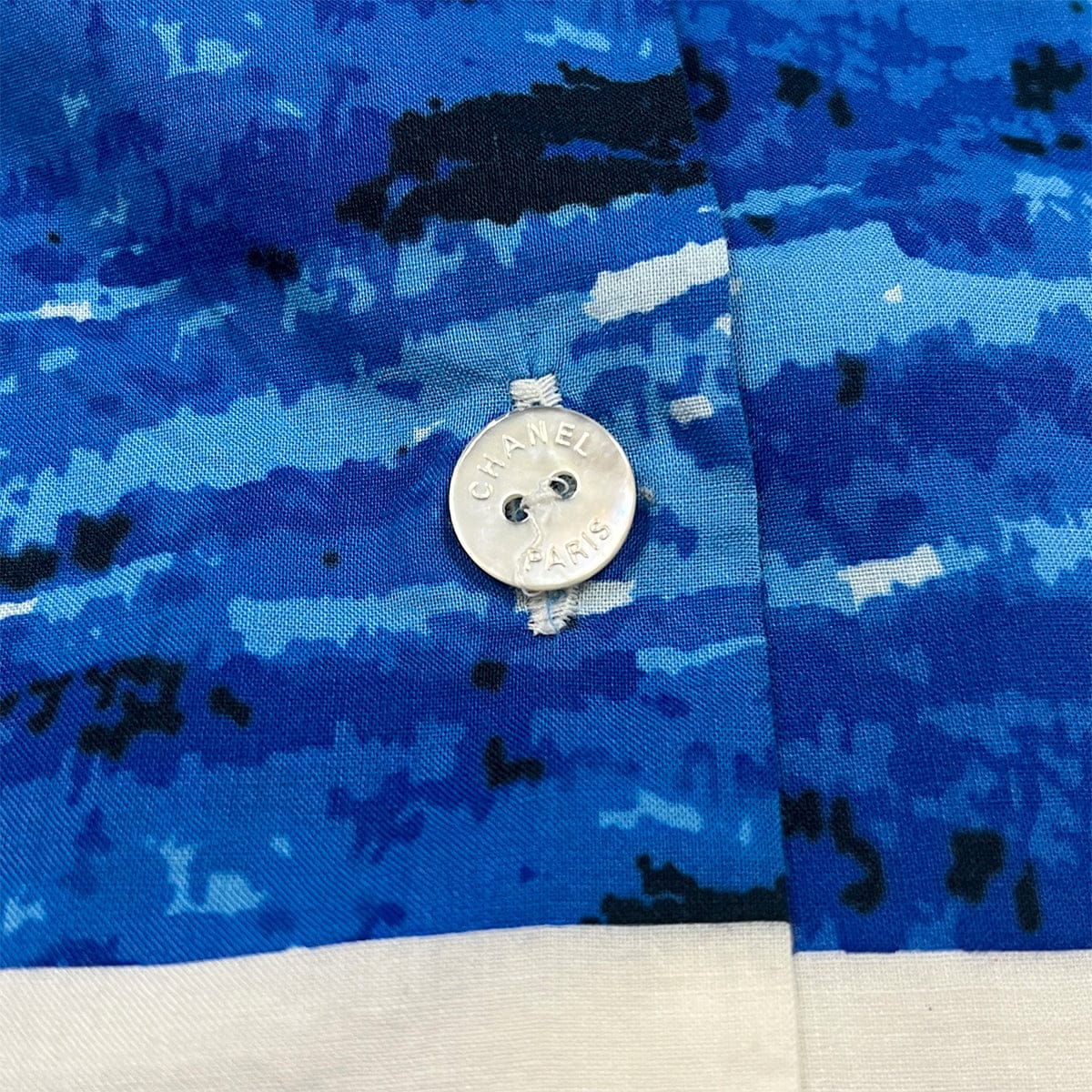 Luxury Promise Japan CHANEL COCOMARK SURF LINE 2002 SHORT SLEEVE SHIRT BLUE COTTON 38 02S RTW 90287086