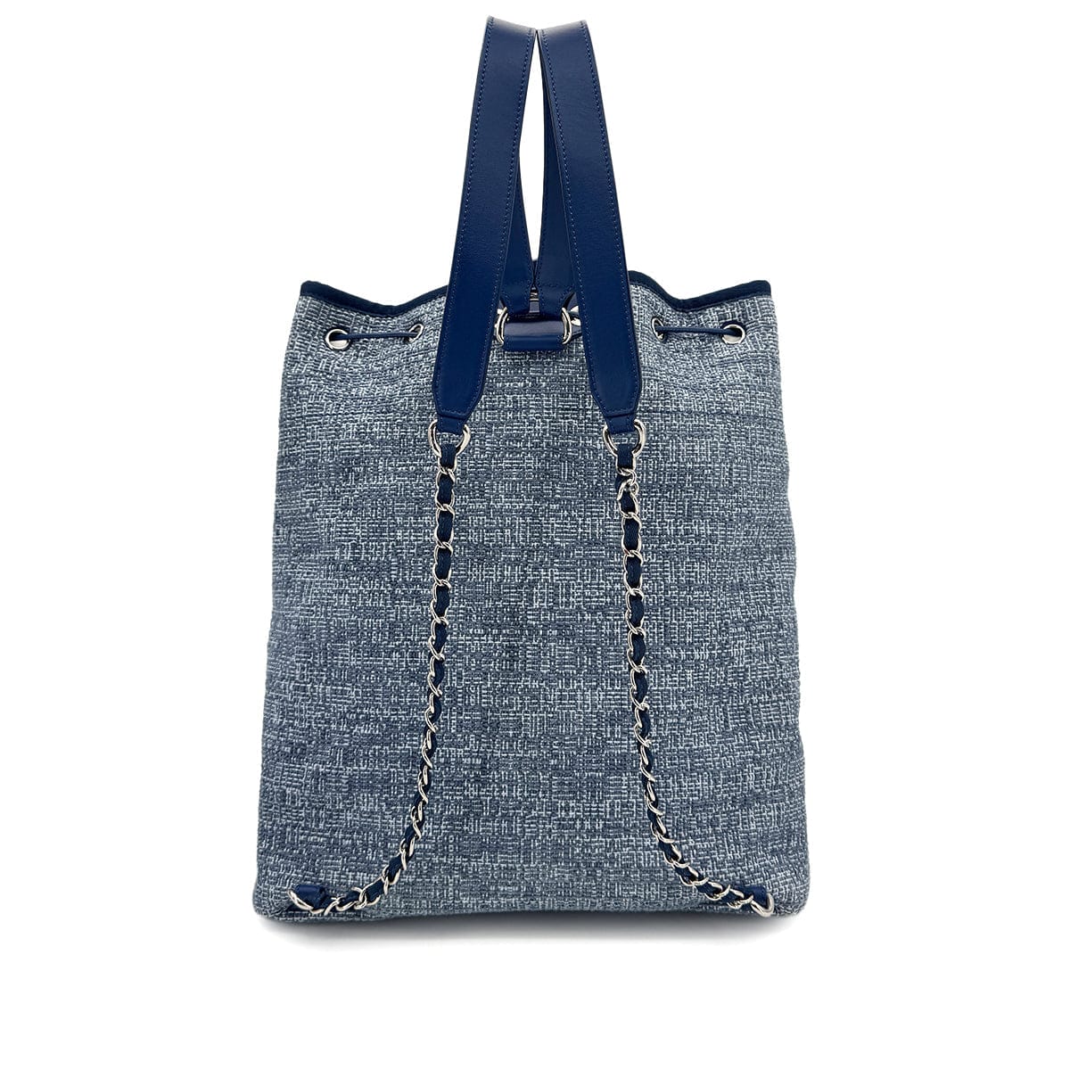 Luxury Promise Japan CHANEL DEAUVILLE BACK PACK BLUE CANVAS LEATHER 90299784