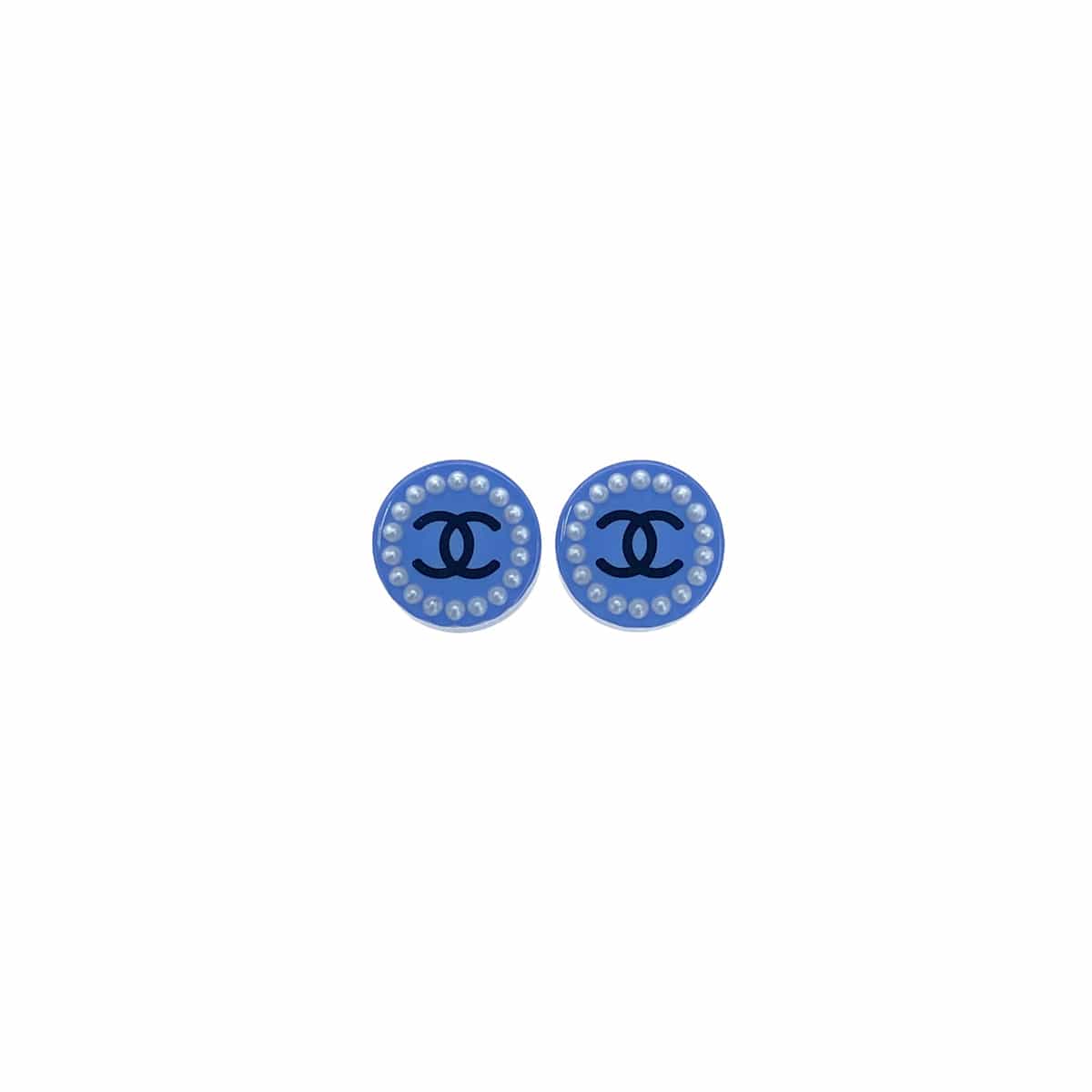 Luxury Promise Japan CHANEL EARRINGS COCOMARK FAKEPEARL CIRCLE BLUE ACCESSORY 16K 90271778