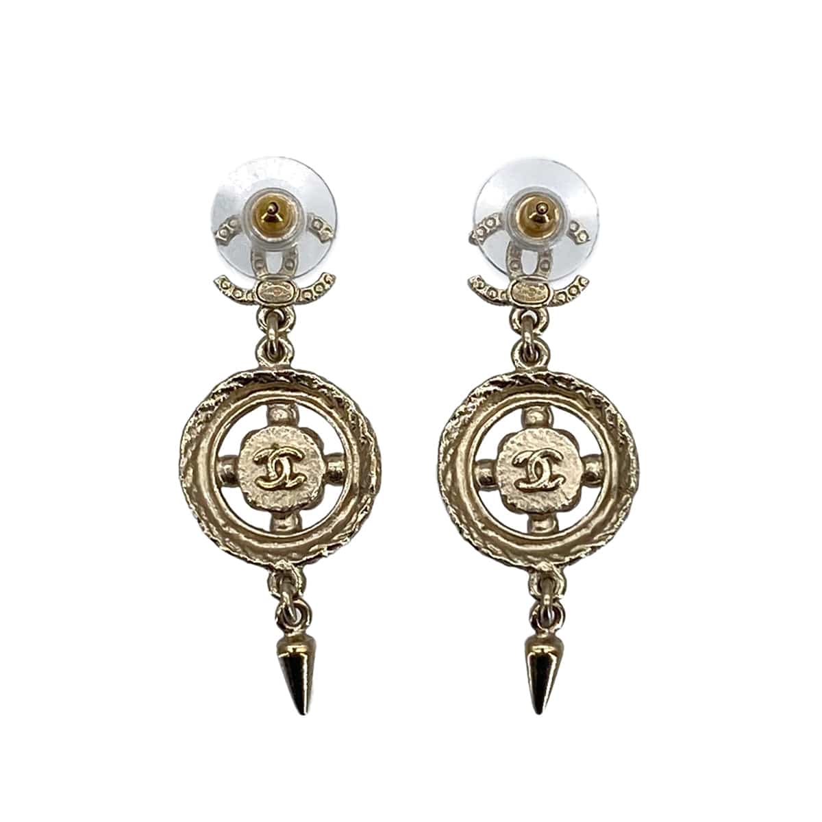Luxury Promise Japan CHANEL EARRINGS COCOMARK FLOWER SWING GOLD LIGHT BLUE ACCESSORY A18C 90323988