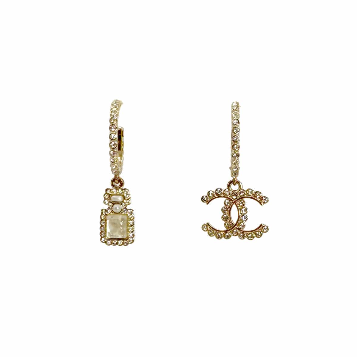 Luxury Promise Japan CHANEL EARRINGS COCOMARK PERFUME RHINESTONE GOLD ACCESSORY A21K 90310261