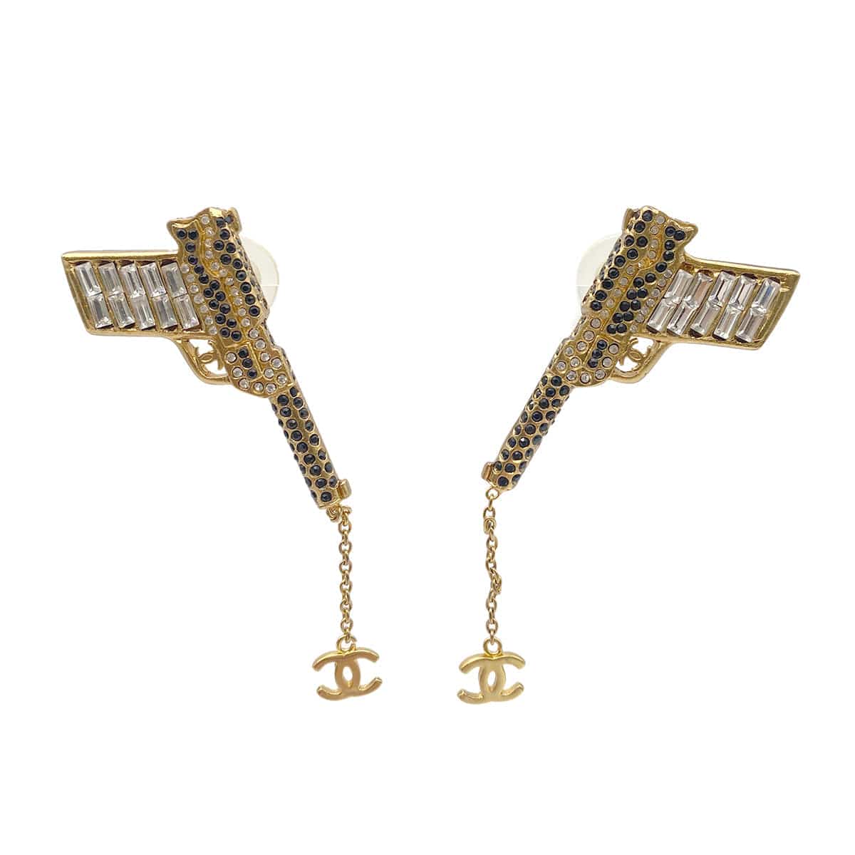 Luxury Promise Japan CHANEL EARRINGS COCOMARK RHINESTONE GUN MOTIF ACCESSORY 01A 90265932