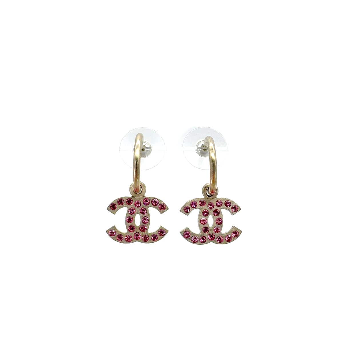 Luxury Promise Japan CHANEL EARRINGS COCOMARK RHINESTONE PINK ACCESSORY 06P 90291242