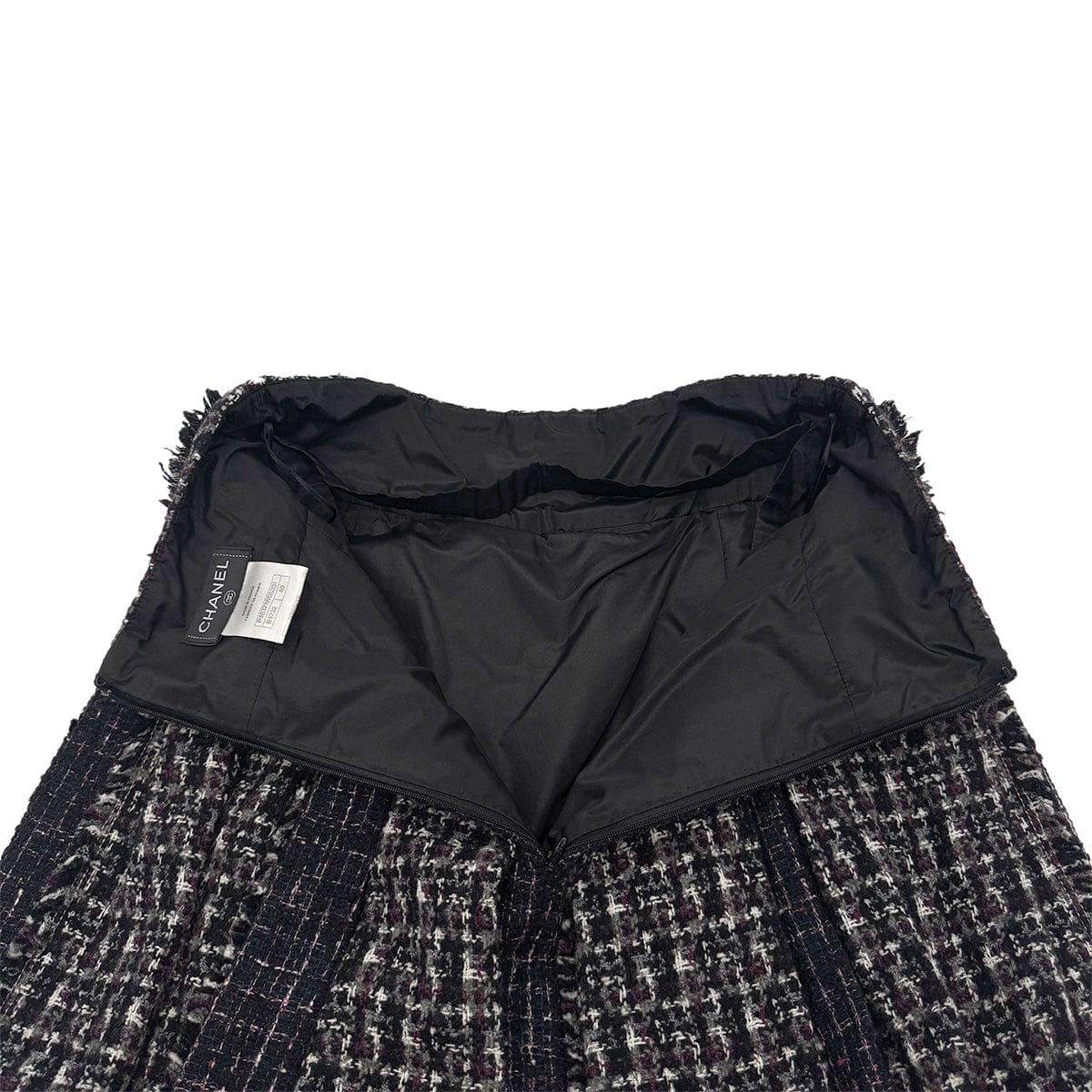 Luxury Promise Japan CHANEL EDIMBOURG LINE MIX TWEED BALLOON SKIRT BLACK GRAY PURPLE WOOL 40 P46 RTW 90283637