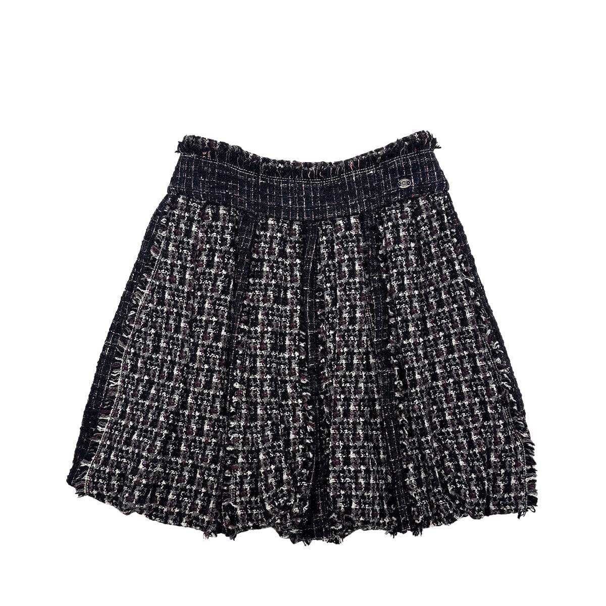 Luxury Promise Japan CHANEL EDIMBOURG LINE MIX TWEED BALLOON SKIRT BLACK GRAY PURPLE WOOL 40 P46 RTW 90283637