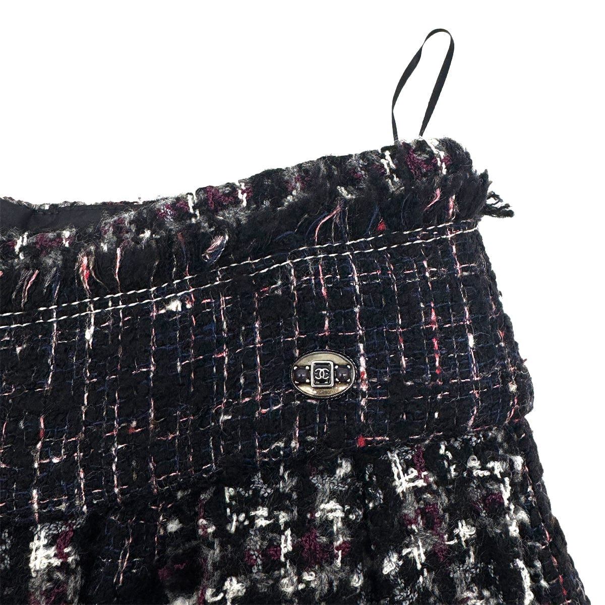 Luxury Promise Japan CHANEL EDIMBOURG LINE MIX TWEED BALLOON SKIRT BLACK GRAY PURPLE WOOL 40 P46 RTW 90283637