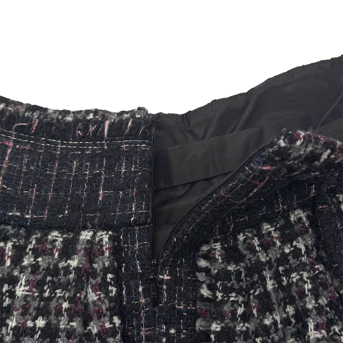 Luxury Promise Japan CHANEL EDIMBOURG LINE MIX TWEED BALLOON SKIRT BLACK GRAY PURPLE WOOL 40 P46 RTW 90283637