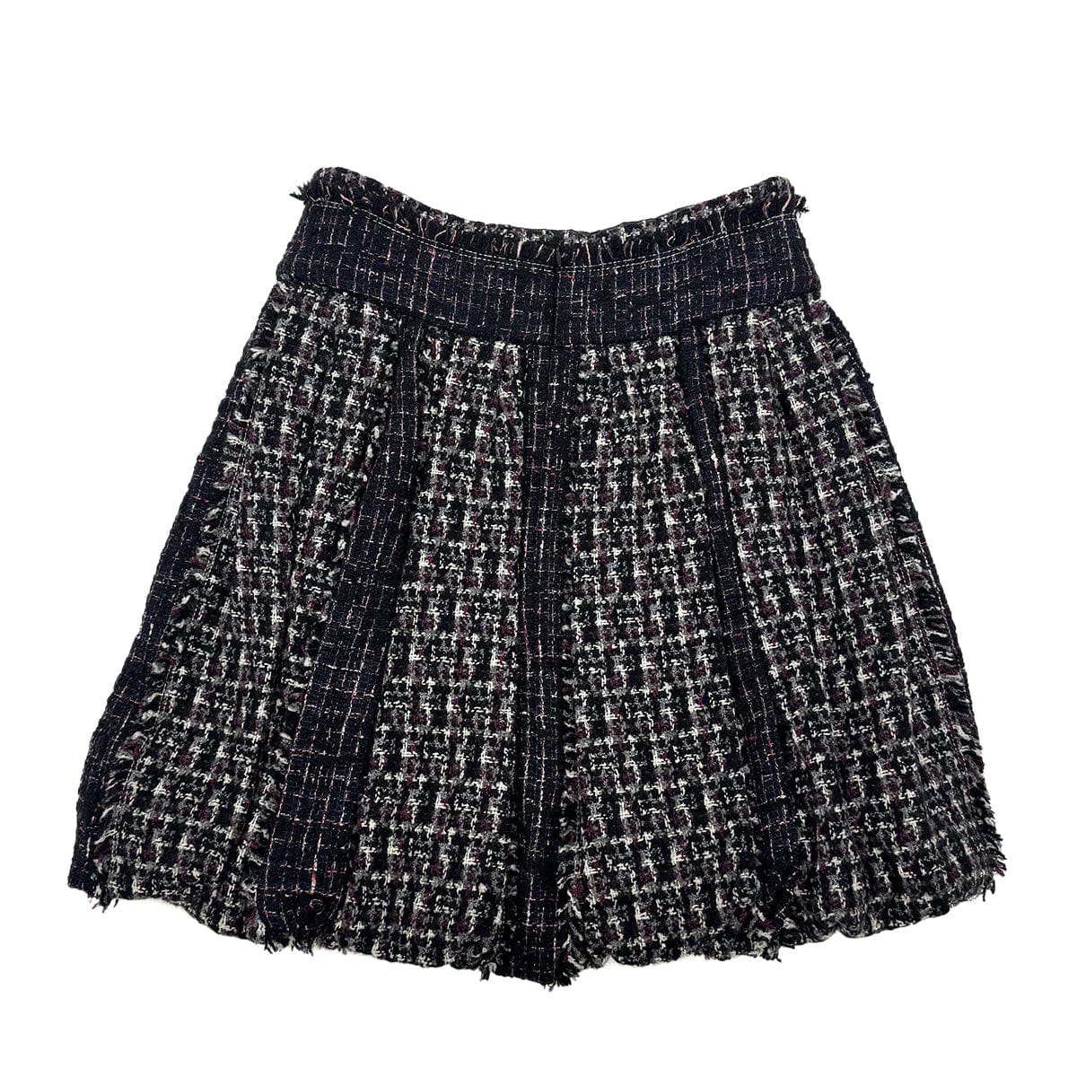 Luxury Promise Japan CHANEL EDIMBOURG LINE MIX TWEED BALLOON SKIRT BLACK GRAY PURPLE WOOL 40 P46 RTW 90283637