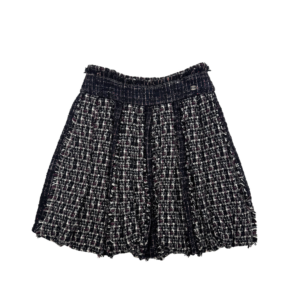 Luxury Promise Japan CHANEL EDIMBOURG LINE MIX TWEED BALLOON SKIRT BLACK GRAY PURPLE WOOL 40 P46 RTW 90283637