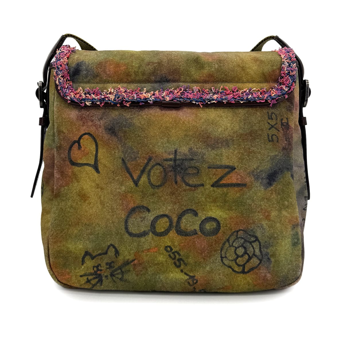 Luxury Promise Japan CHANEL EMBROIDERY GRAFFITI SHOULDER MESSENGER BAG CANVAS A92789 90298730