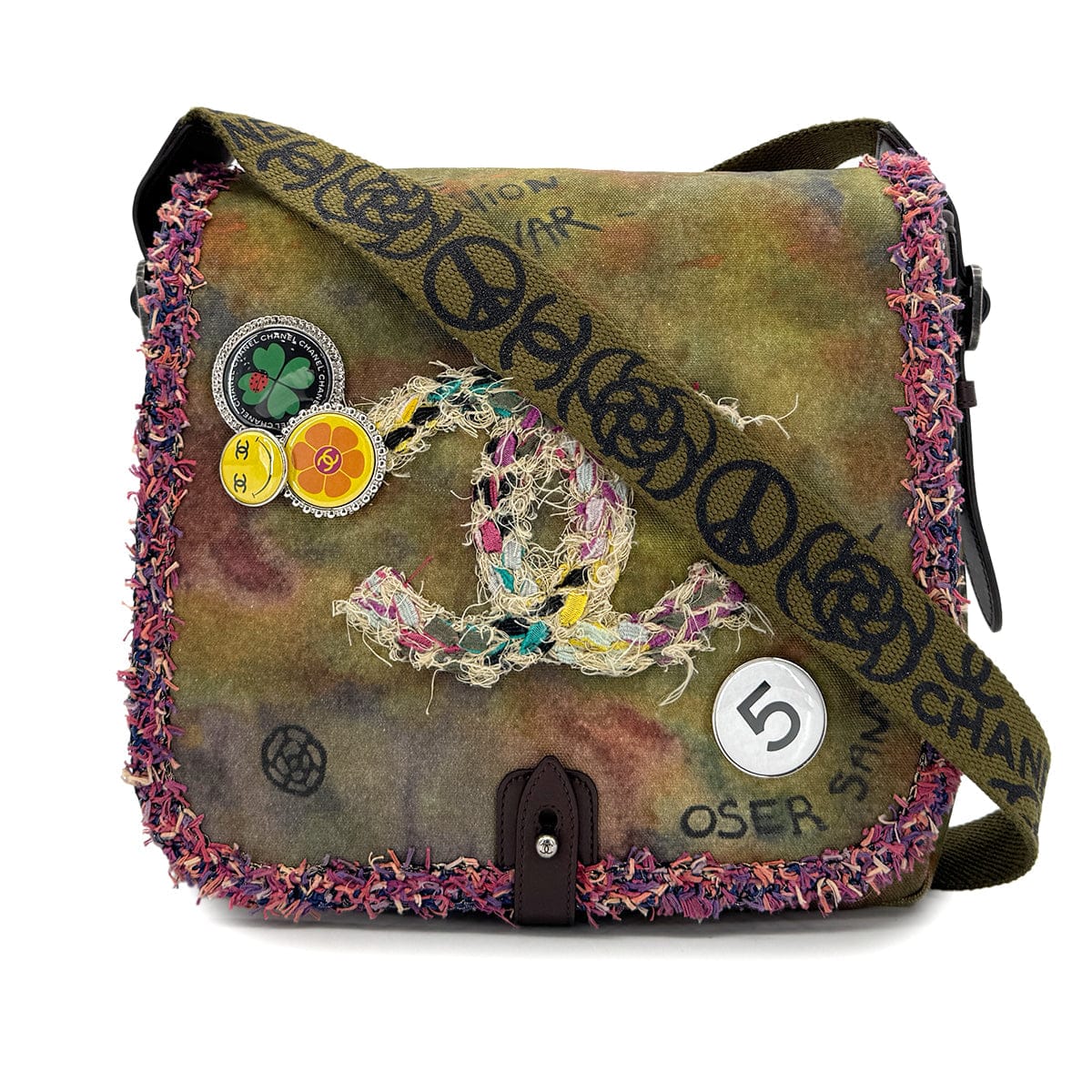 Luxury Promise Japan CHANEL EMBROIDERY GRAFFITI SHOULDER MESSENGER BAG CANVAS A92789 90298730