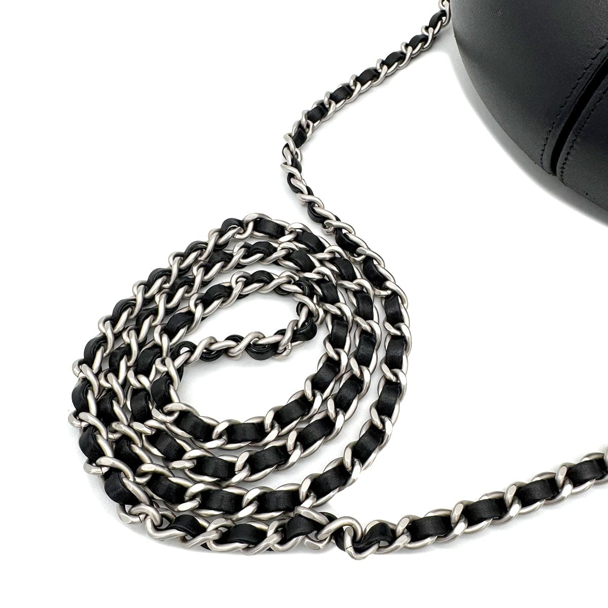 Luxury Promise Japan CHANEL EVENING IN THE AIR CHAIN SHOULDER BAG ROUND BLACK LEATHER 90267385