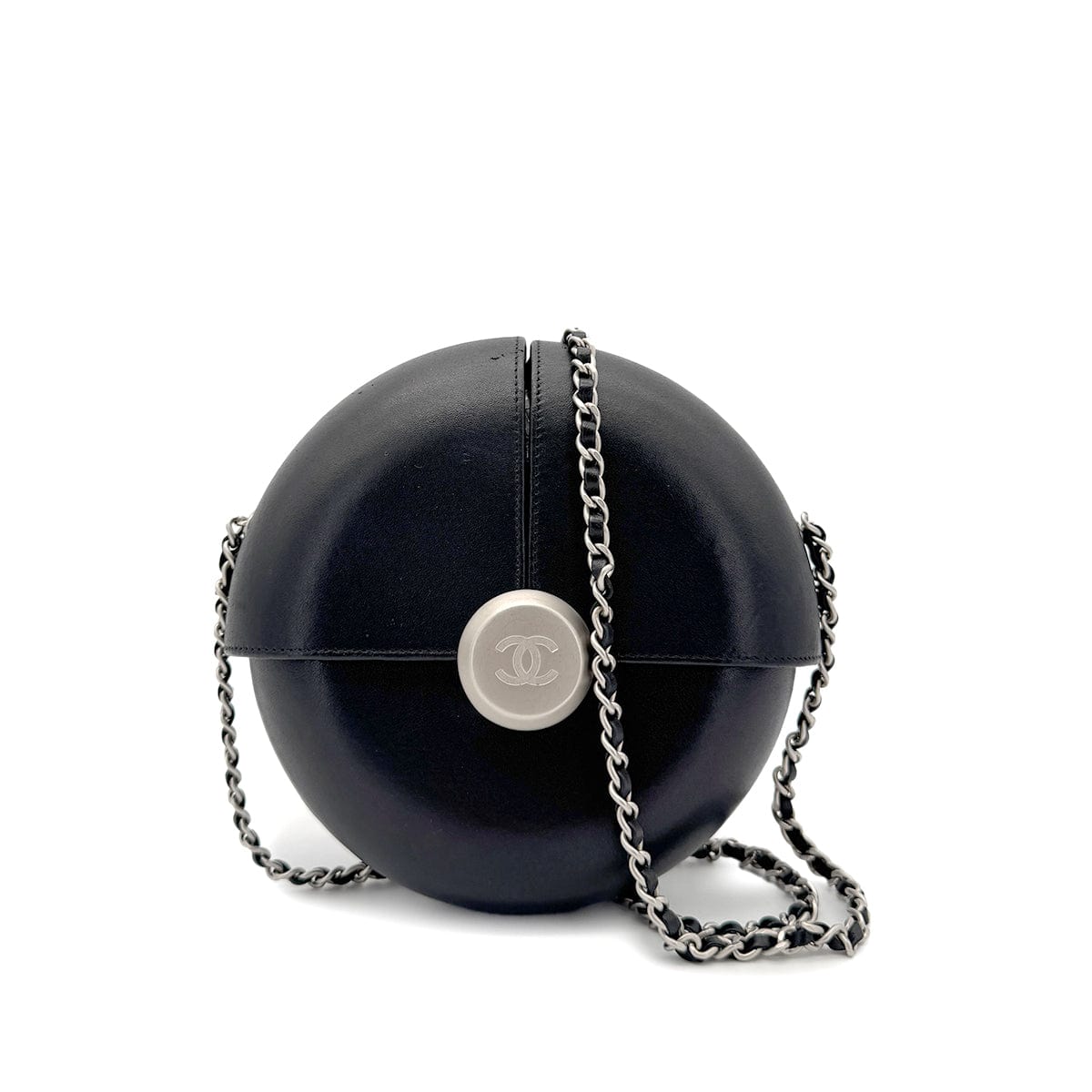 Luxury Promise Japan CHANEL EVENING IN THE AIR CHAIN SHOULDER BAG ROUND BLACK LEATHER 90267385