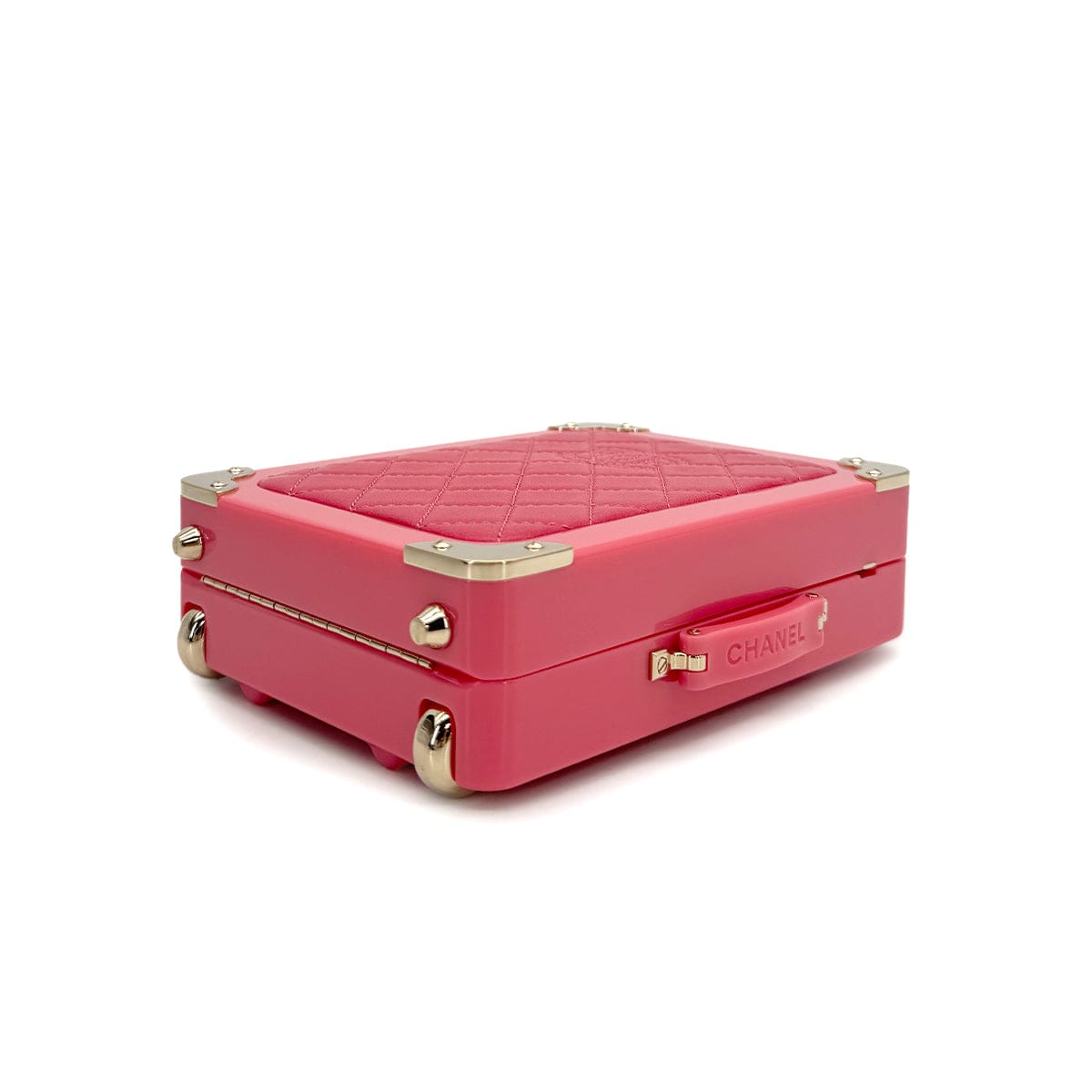 Luxury Promise Japan CHANEL EVENING IN THE AIR SUITCASE CHAIN SHOULDER BAG PINK PLASTIC LEATHER 90307214