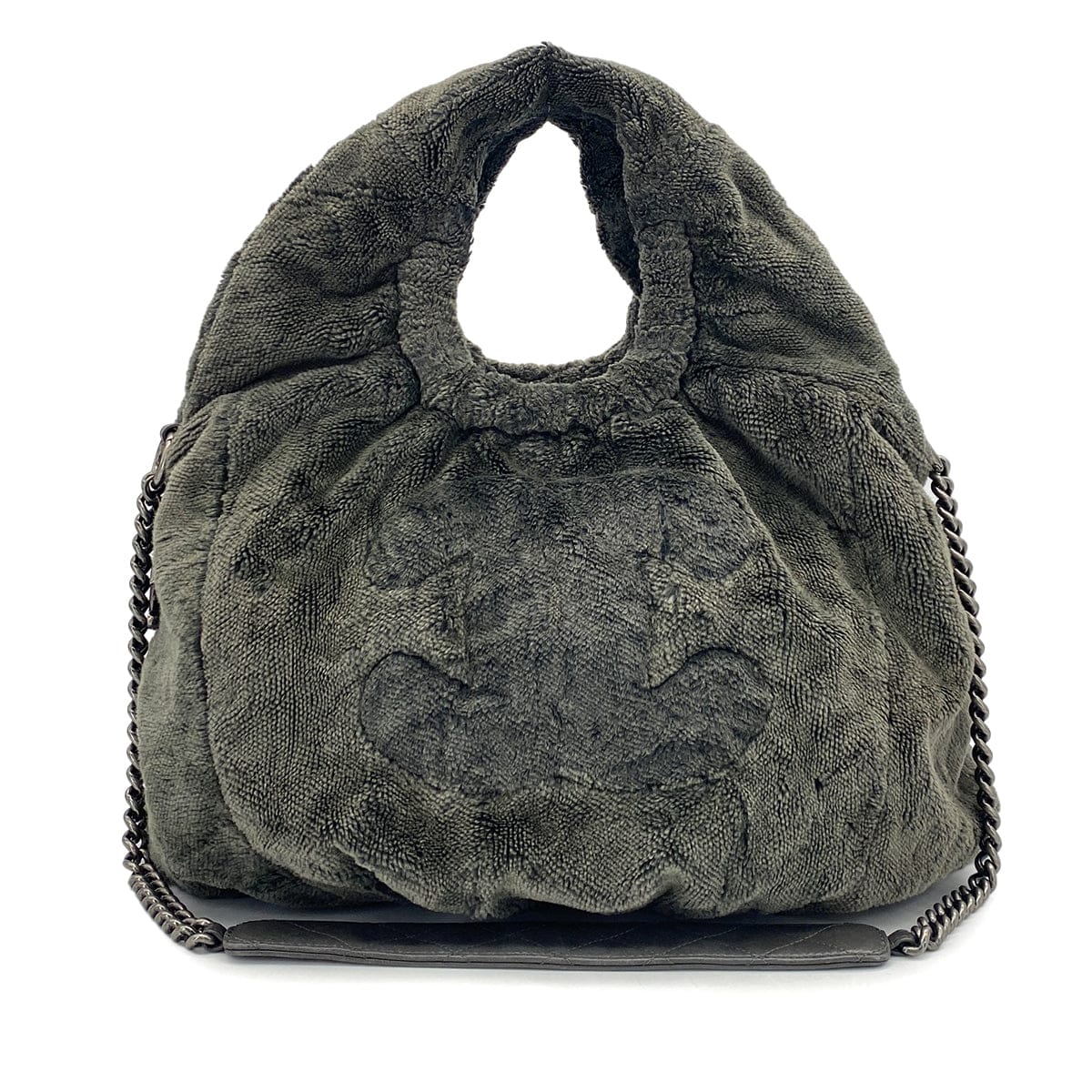 Luxury Promise Japan CHANEL FAUX FUR 2WAY CHAIN HAND SHOULDER BAG KAHKI 90321635