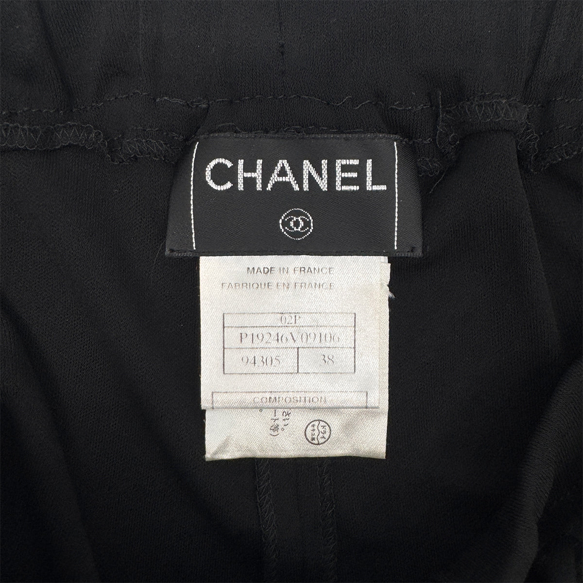 Luxury Promise Japan CHANEL FRILLS PANTS BLACK RAYON 38 02P RTW 90283631