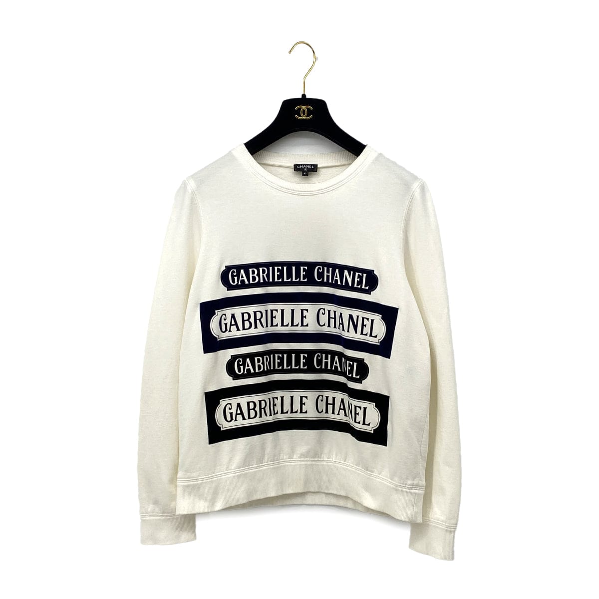 Luxury Promise Japan CHANEL GABRIELLE LONG SLEEVE SWEATSHIRT WHITE COTTON 40 P57 RTW 90297269
