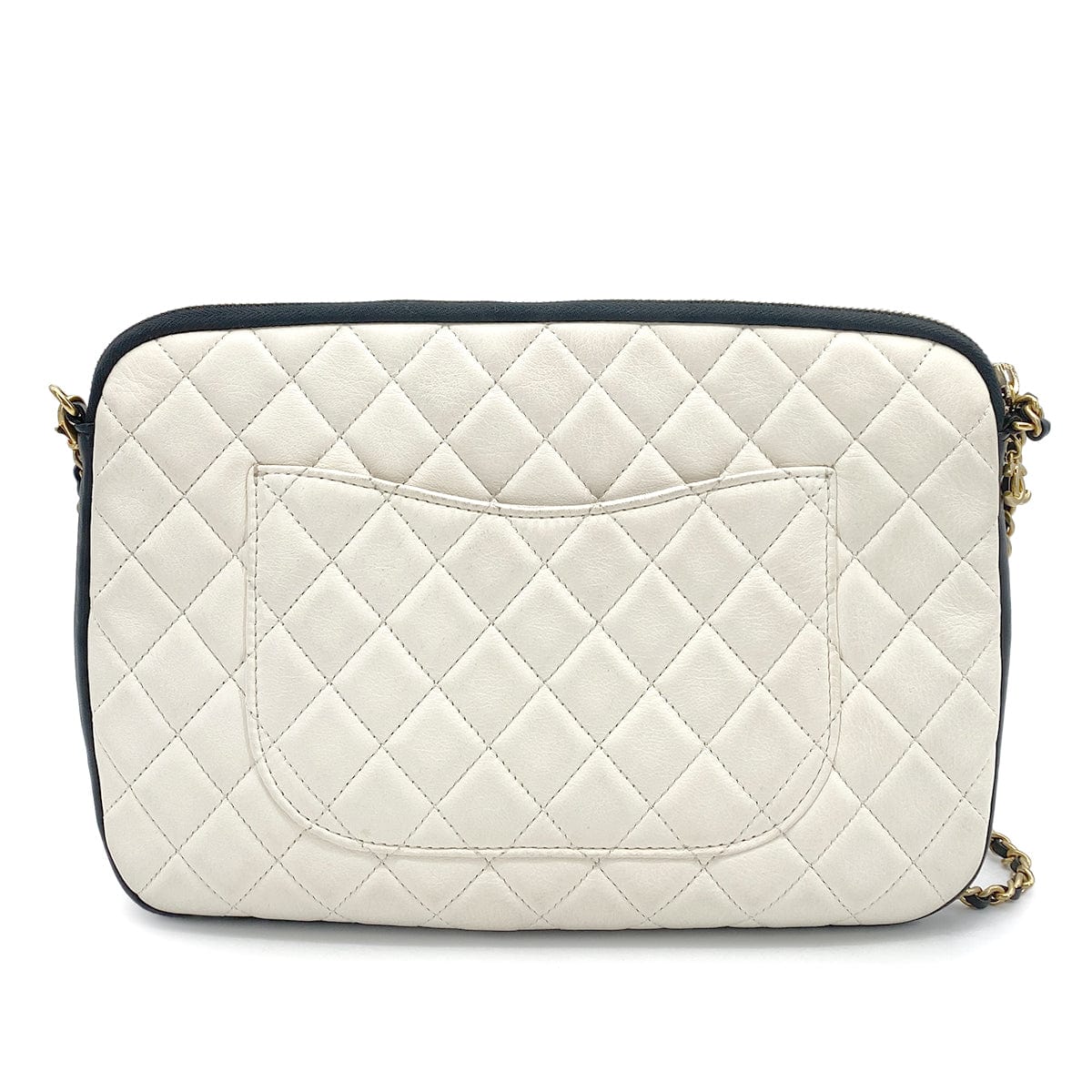 Luxury Promise Japan CHANEL GIRL COCOBUTTON CHAIN SHOULDER BAG BYCOLOR WHITE BLACK LAMB SKIN 90262379