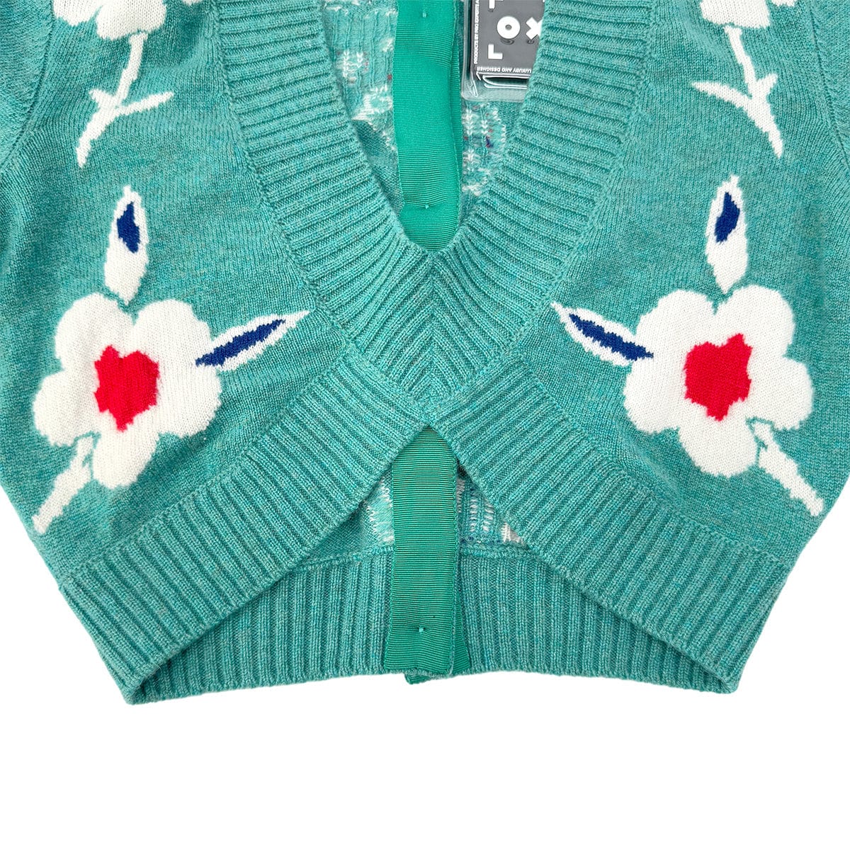 Luxury Promise Japan CHANEL GRPOIX BUTTON FLOWER MOTIF CARDIGAN TURQUOISE CASHMERE 38 P50 RTW 90290325